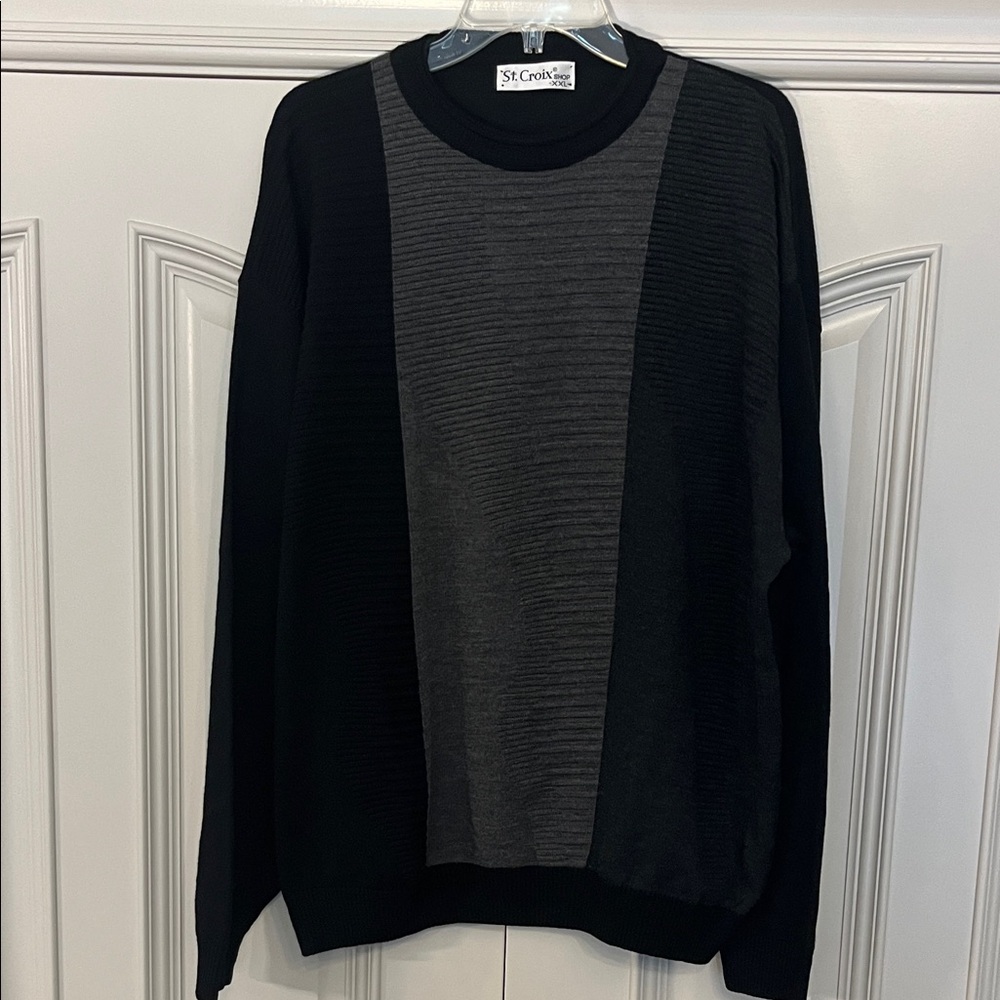St. Croix Shop Pattered Black And Gray Sweater